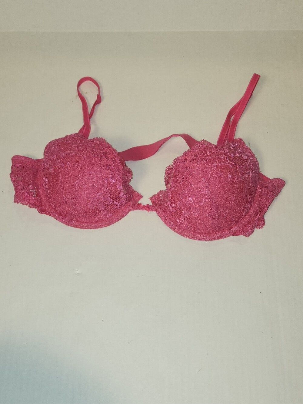Vintage Y2k Victoria's Secret Hot Pink Lace Push-Up Bra 34B EUC
